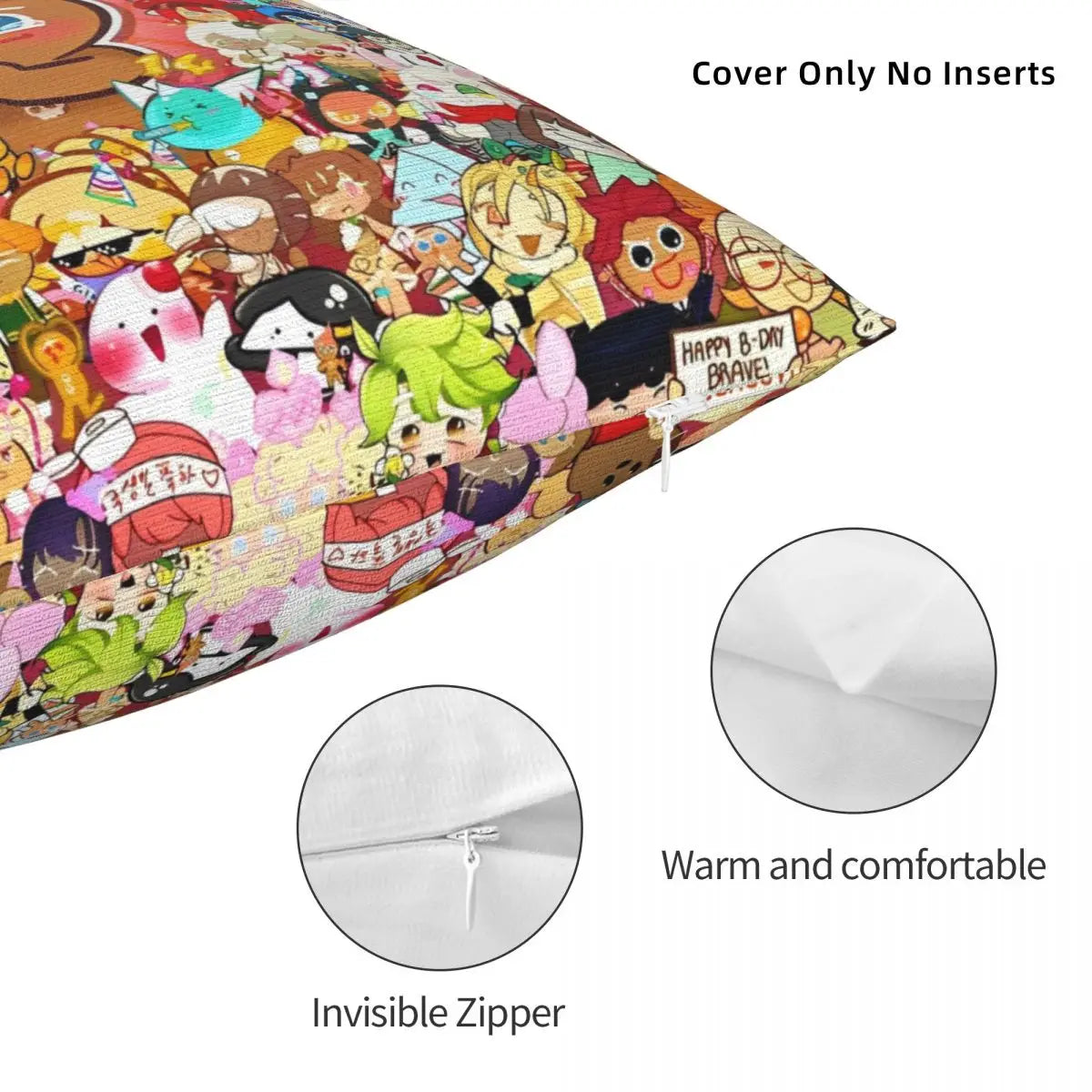 Brave On X-Cookie Run Kingdom Pillowcases Polyester Car Cushion Cover Creative Pillowcase 45*45