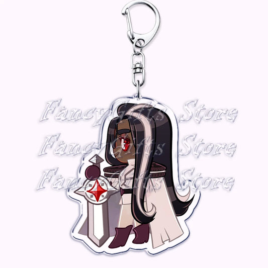 Cute Cookie Chibis Keychains for Accessories Bag Shadow Milk Pure Vanilla Mystic Flour Candy Apple Keyrings Jewelry Game Gifts