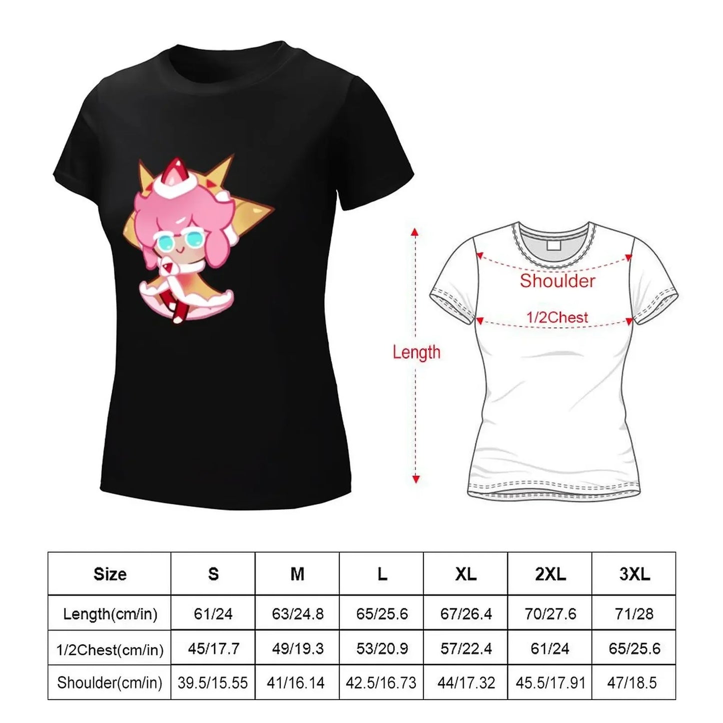 Strawberry Crepe Cookie! Cookie Run Kingdom T-Shirt anime clothes summer top Aesthetic clothing funny tops Women