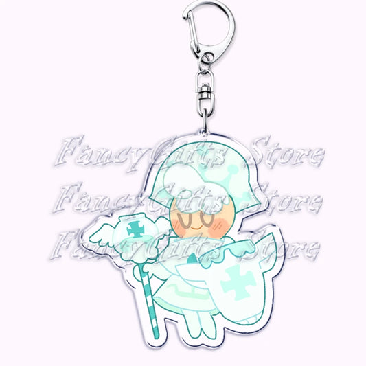 Cute Cookie Chibis Keychains for Accessories Bag Shadow Milk Pure Vanilla Mystic Flour Candy Apple Keyrings Jewelry Game Gifts