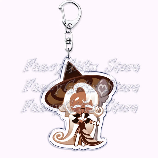 Cute Cookie Chibis Keychains for Accessories Bag Shadow Milk Pure Vanilla Mystic Flour Candy Apple Keyrings Jewelry Game Gifts