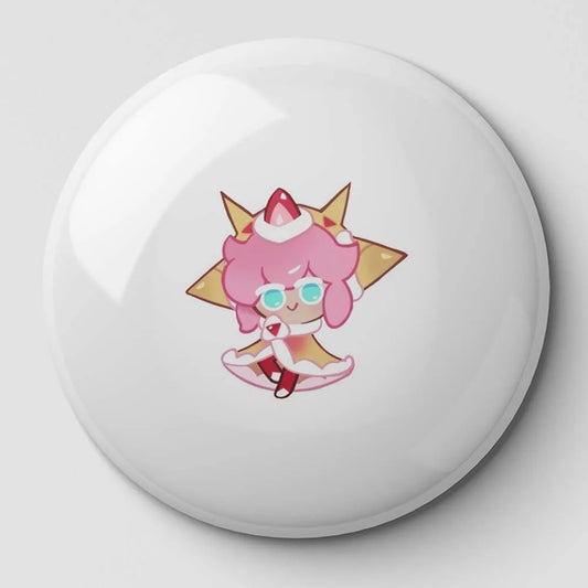 Strawberry Crepe Cookie Run Button Pin