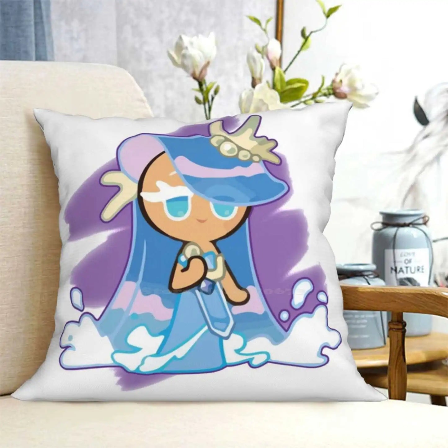 Sea Fairy Cookie ! Cookie Run Kingdom Funny Cute Decor Square Pillowcase Cookie Run Kingdom Cookie Run Kingdom Sea Fairy Cookie