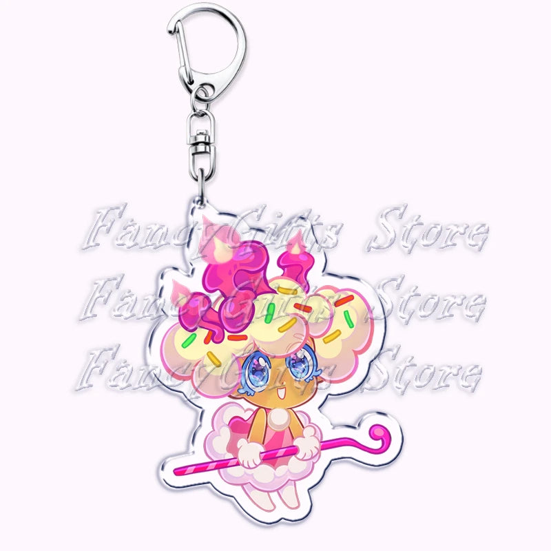 Cute Cookie Chibis Keychains for Accessories Bag Shadow Milk Pure Vanilla Mystic Flour Candy Apple Keyrings Jewelry Game Gifts