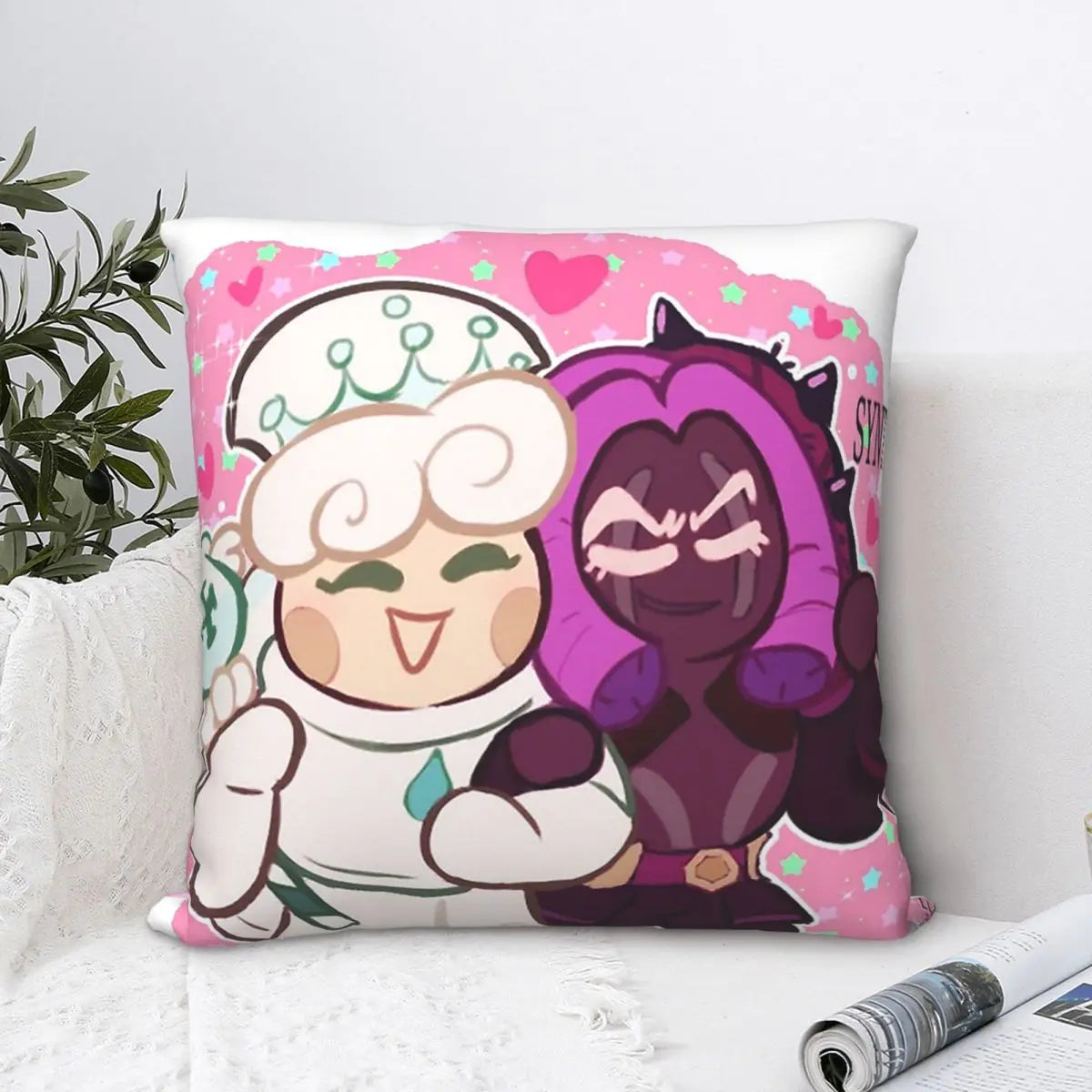 Milk And Purple Yam Cookie Run Kingdom Pillowcase Polyester Cushion Cover Gift Throw Pillow Case Cover Home Zippered 45*45cm