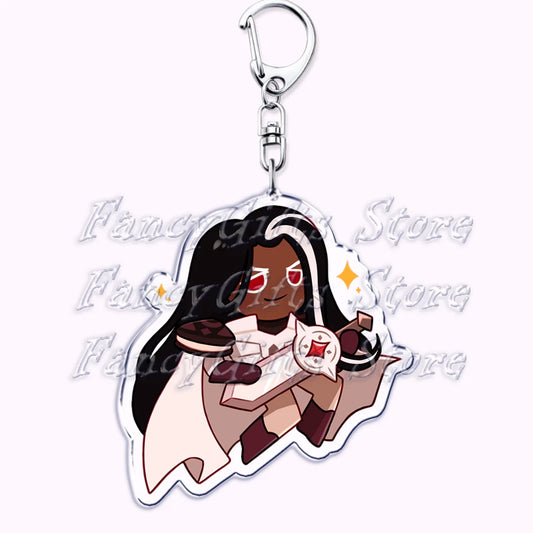 Cute Cookie Chibis Keychains for Accessories Bag Shadow Milk Pure Vanilla Mystic Flour Candy Apple Keyrings Jewelry Game Gifts
