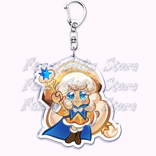 Cute Cookie Chibis Keychains for Accessories Bag Shadow Milk Pure Vanilla Mystic Flour Candy Apple Keyrings Jewelry Game Gifts