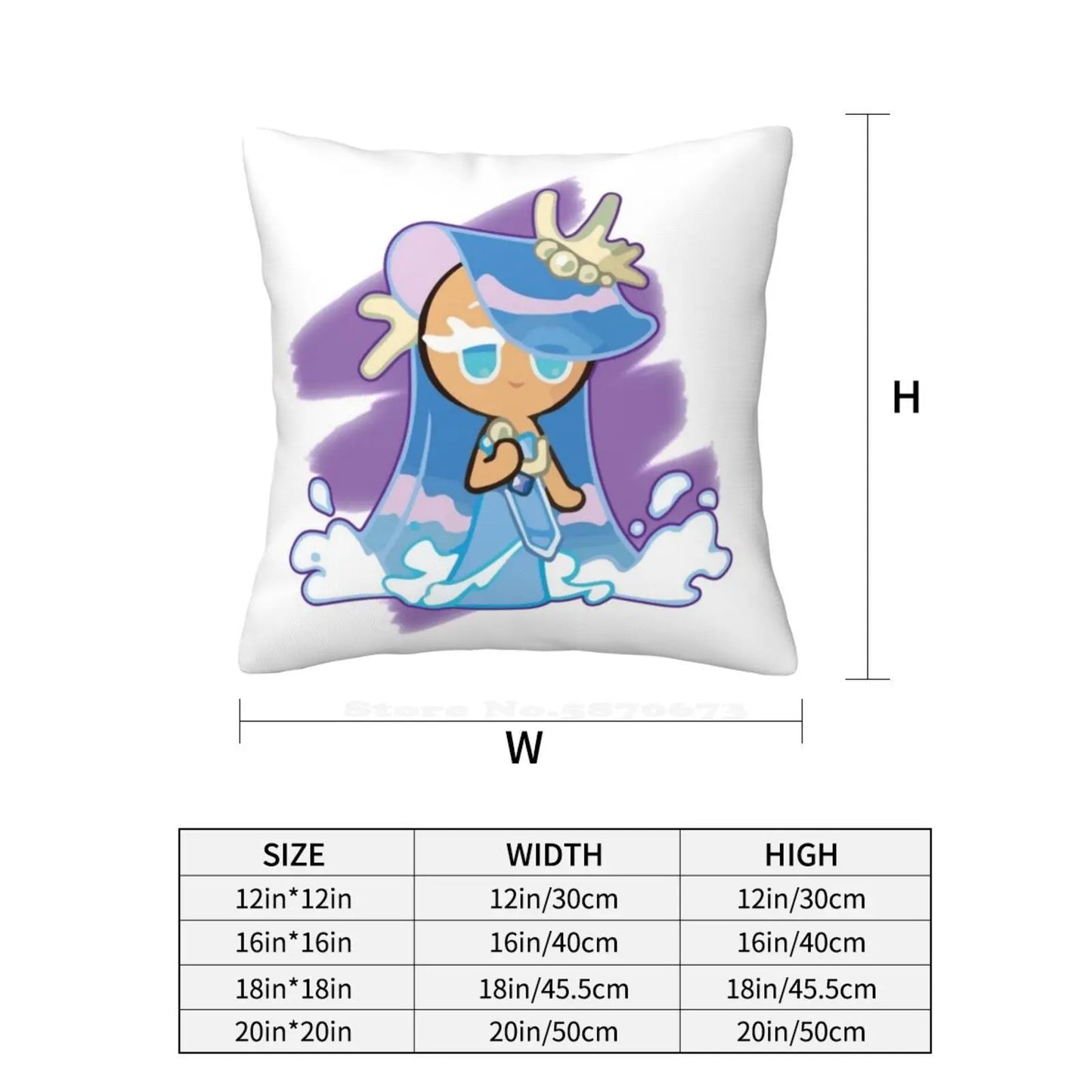 Sea Fairy Cookie ! Cookie Run Kingdom Funny Cute Decor Square Pillowcase Cookie Run Kingdom Cookie Run Kingdom Sea Fairy Cookie