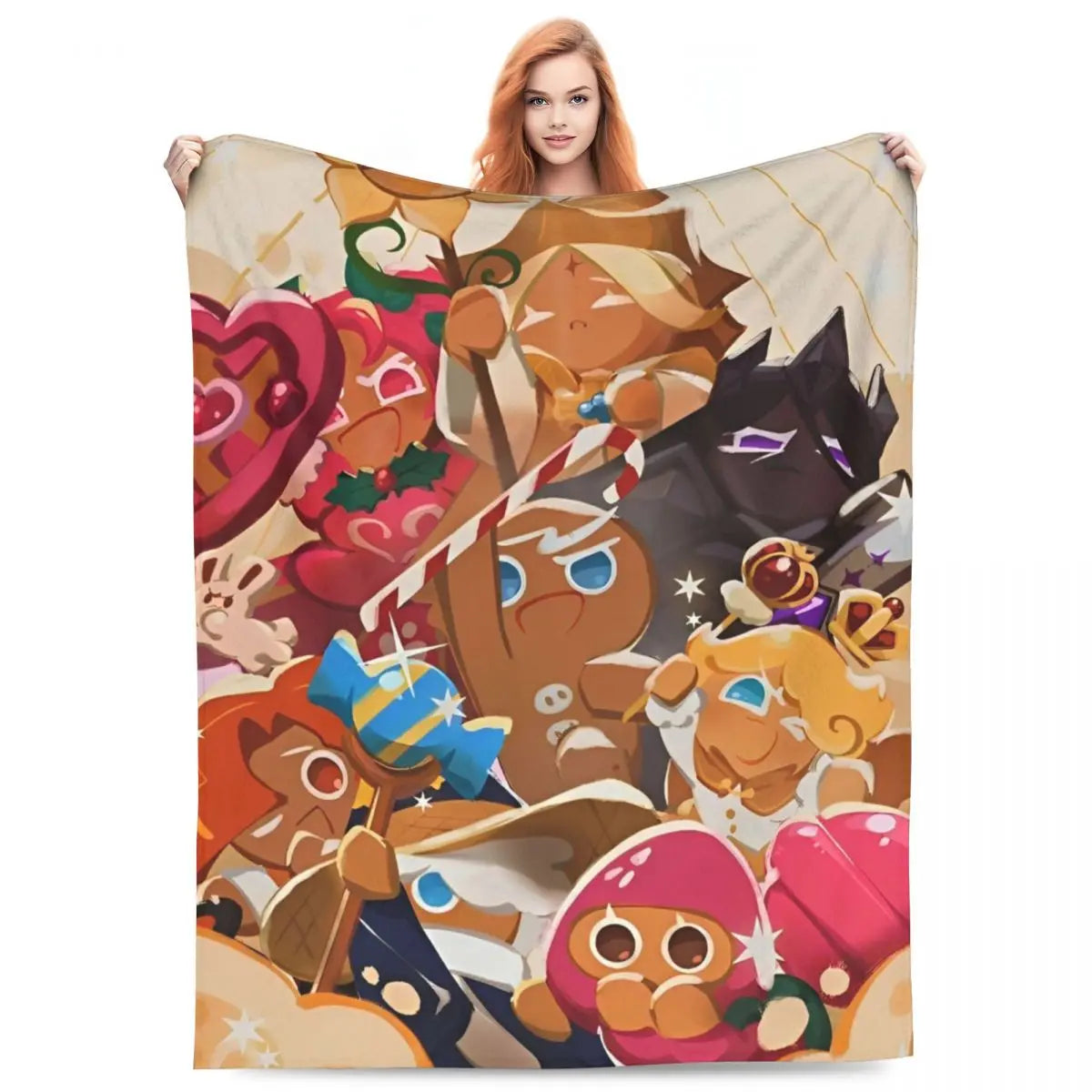 Starsher - Cookie Run Kingdom Coral Fleece Plush Throw Blankets Blankets for Home Car Lightweight Quilt