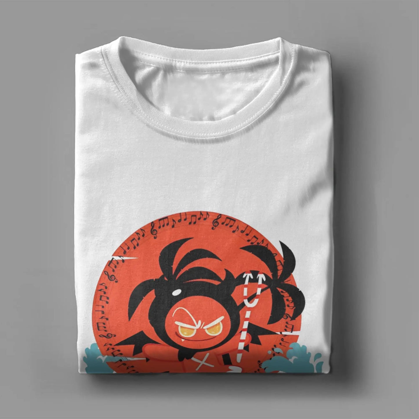 Cookie Run Kingdom Music Palm Devil T Shirt for Men 100% Cotton Male T-Shirts Crew Neck Game Runner Tees Short Sleeve Clothes