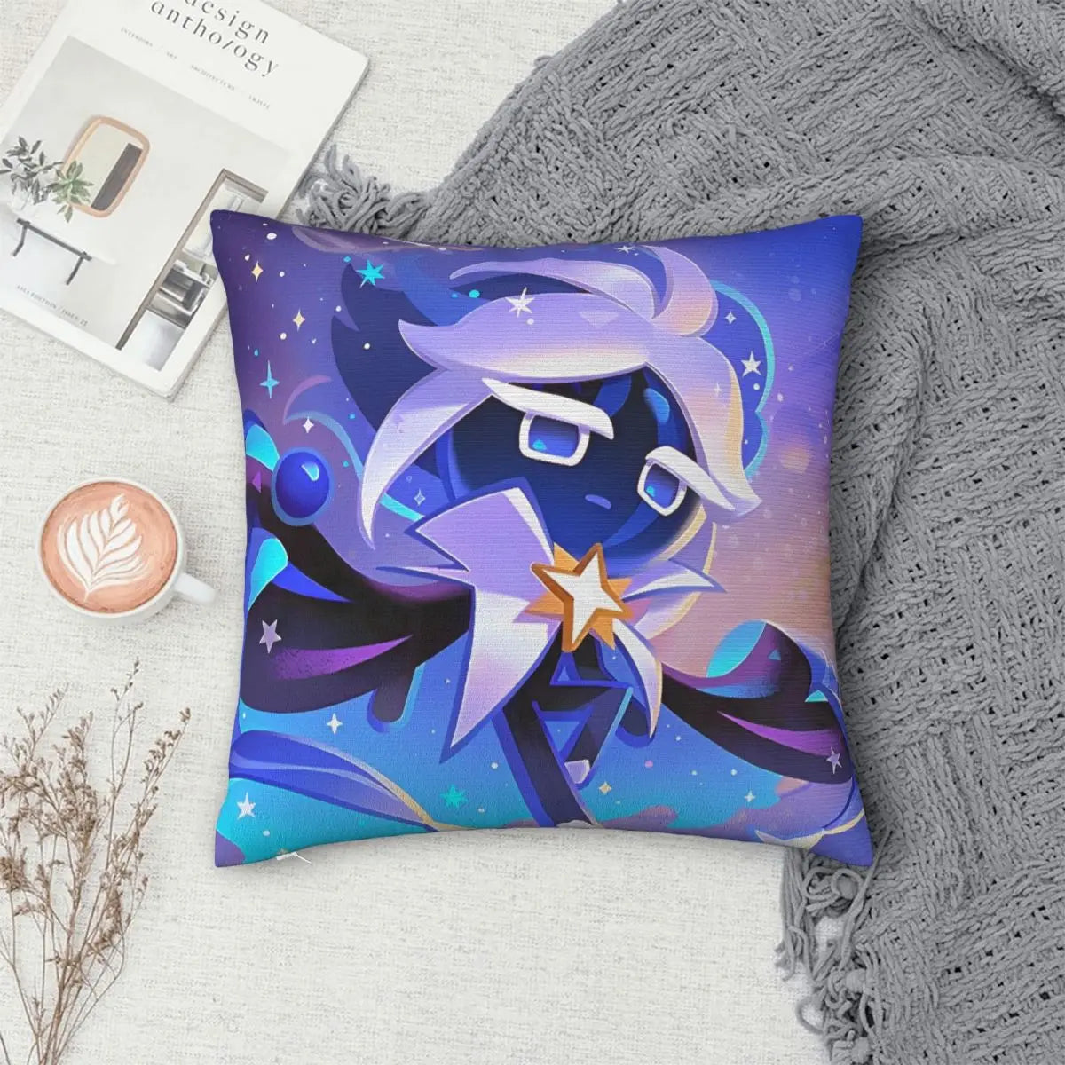 Stardust Cookie Square Pillow Case Cookie Run Kingdom Cushion Cover Funny Zipper Decorative Pillowcover for Home 18"
