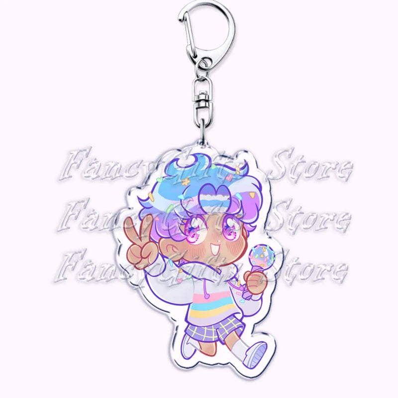 Cute Cookie Chibis Keychains for Accessories Bag Shadow Milk Pure Vanilla Mystic Flour Candy Apple Keyrings Jewelry Game Gifts