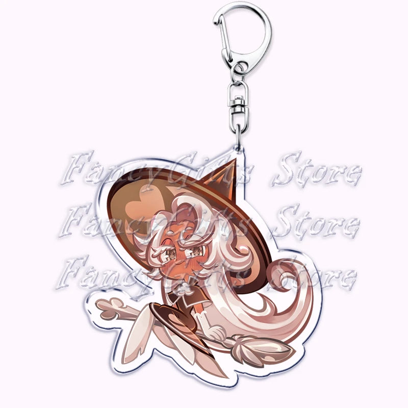 Cute Cookie Chibis Keychains for Accessories Bag Shadow Milk Pure Vanilla Mystic Flour Candy Apple Keyrings Jewelry Game Gifts
