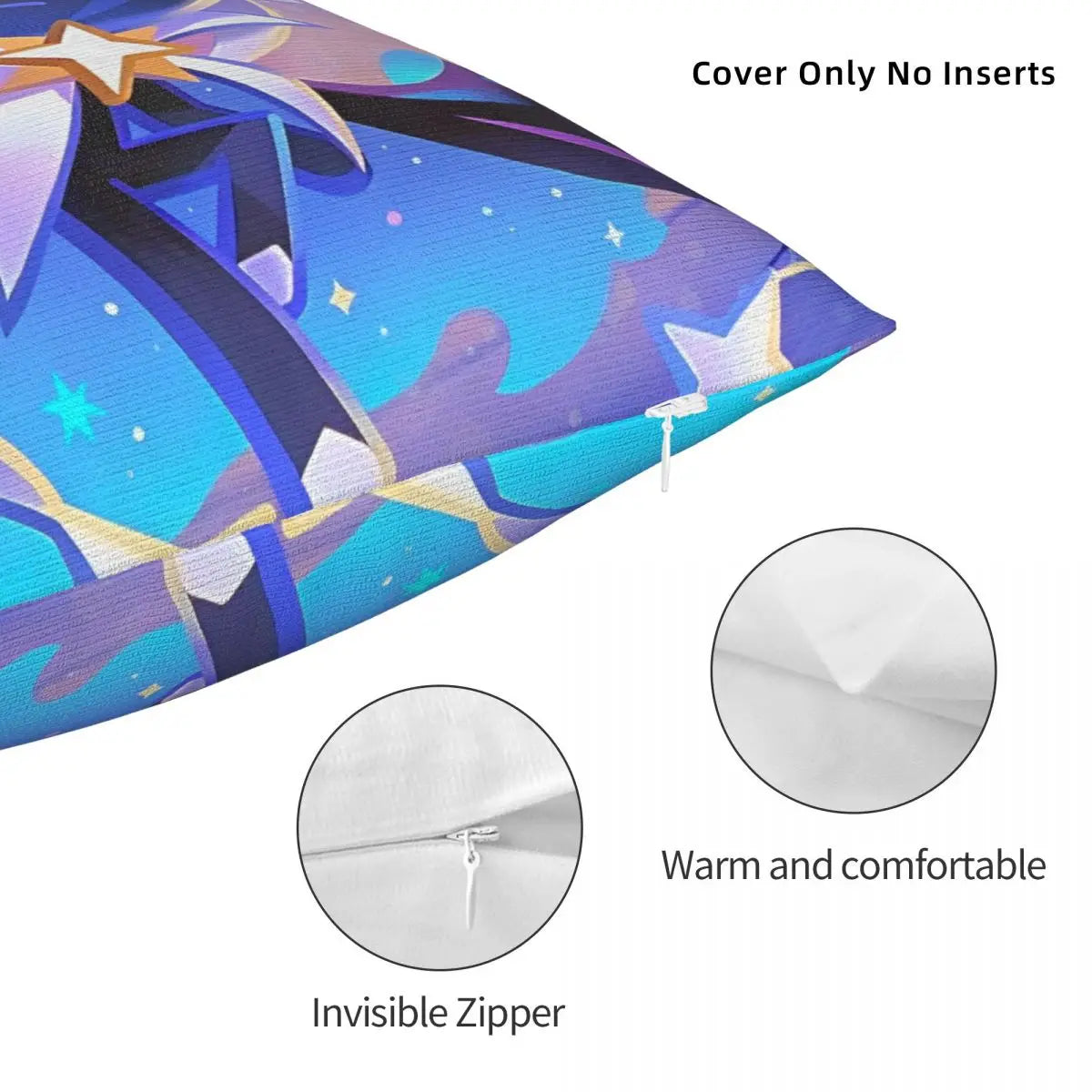 Stardust Cookie Square Pillow Case Cookie Run Kingdom Cushion Cover Funny Zipper Decorative Pillowcover for Home 18"