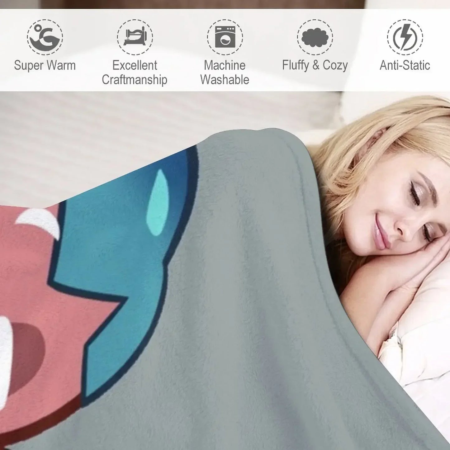 Sorbet Shark Cookie! Cookie Run Kingdom Throw Blanket Sofa Quilt decorative Blankets