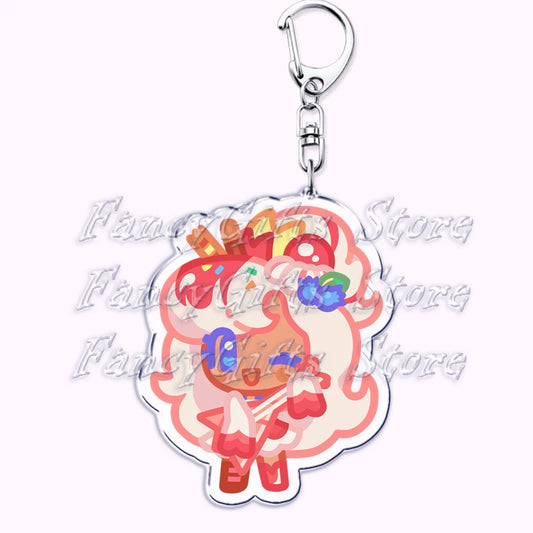 Cute Cookie Chibis Keychains for Accessories Bag Shadow Milk Pure Vanilla Mystic Flour Candy Apple Keyrings Jewelry Game Gifts