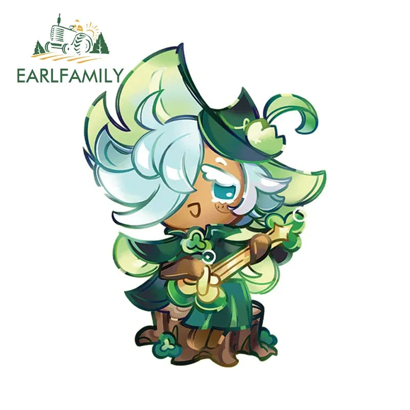 EARLFAMILY 13cm x 12.3cm for Cookie Run Kingdom Pure Vanilla Cookie Car Stickers Sunscreen Scratch-Proof Decals Car Styling