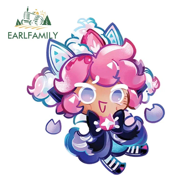 EARLFAMILY 13cm x 12.3cm for Cookie Run Kingdom Pure Vanilla Cookie Car Stickers Sunscreen Scratch-Proof Decals Car Styling