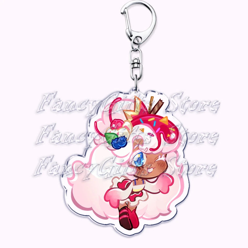 Cute Cookie Chibis Keychains for Accessories Bag Shadow Milk Pure Vanilla Mystic Flour Candy Apple Keyrings Jewelry Game Gifts