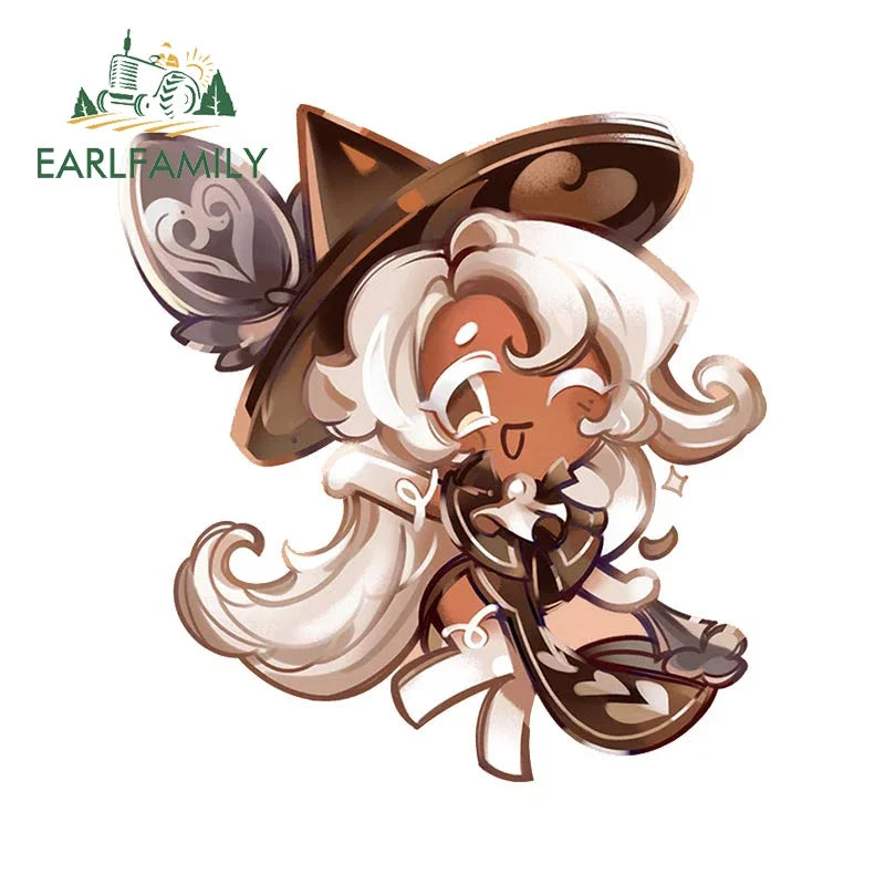 EARLFAMILY 13cm x 12.3cm for Cookie Run Kingdom Pure Vanilla Cookie Car Stickers Sunscreen Scratch-Proof Decals Car Styling
