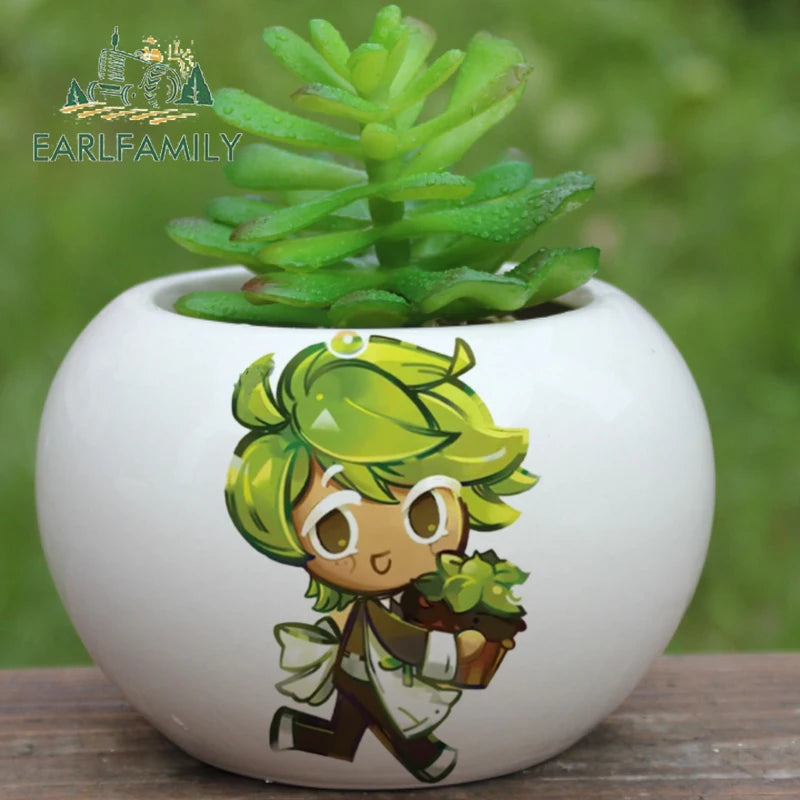 EARLFAMILY 13cm x 12.3cm for Cookie Run Kingdom Pure Vanilla Cookie Car Stickers Sunscreen Scratch-Proof Decals Car Styling