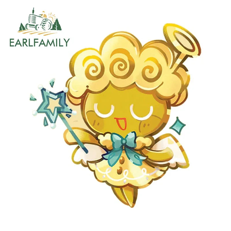 EARLFAMILY 13cm x 12.3cm for Cookie Run Kingdom Pure Vanilla Cookie Car Stickers Sunscreen Scratch-Proof Decals Car Styling