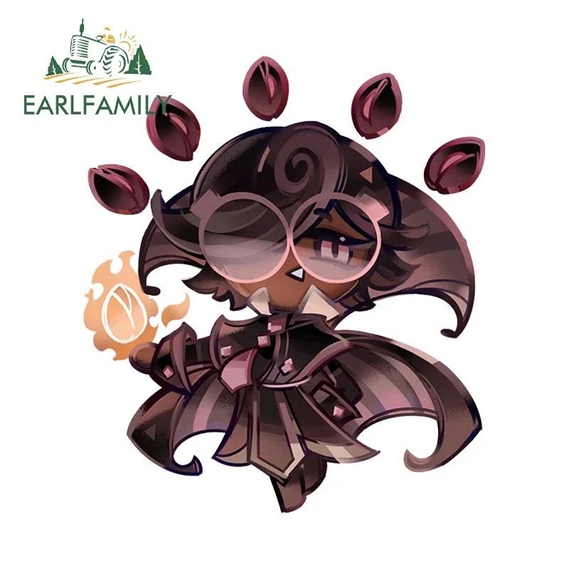 EARLFAMILY 13cm x 12.3cm for Cookie Run Kingdom Pure Vanilla Cookie Car Stickers Sunscreen Scratch-Proof Decals Car Styling