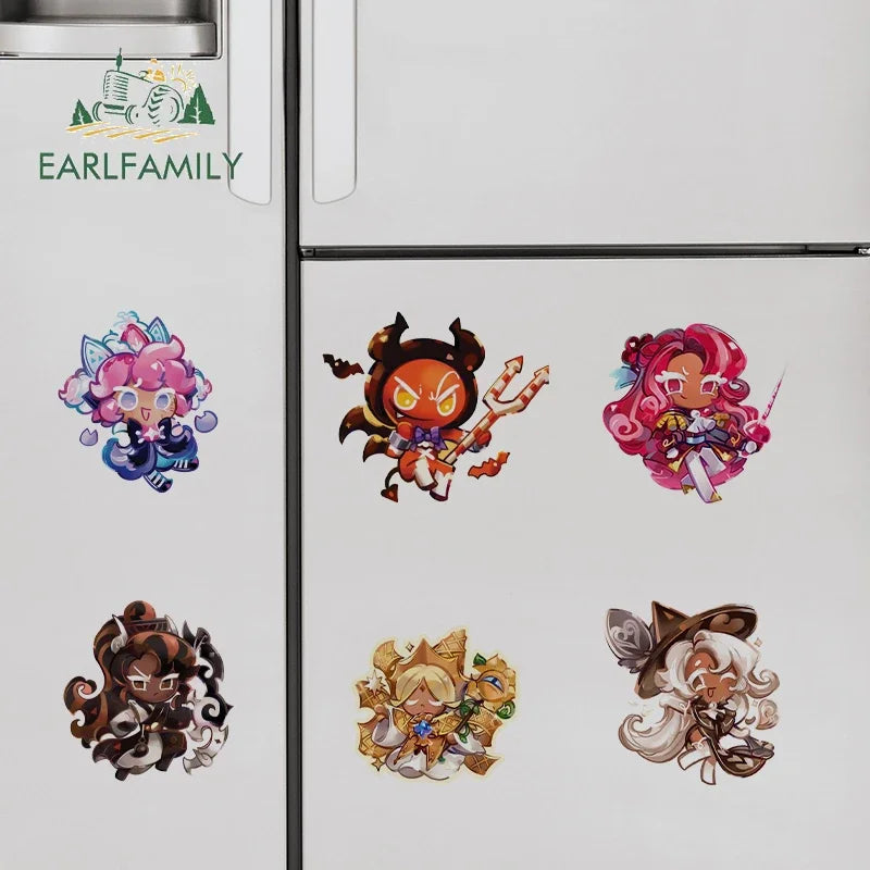 EARLFAMILY 13cm x 12.3cm for Cookie Run Kingdom Pure Vanilla Cookie Car Stickers Sunscreen Scratch-Proof Decals Car Styling