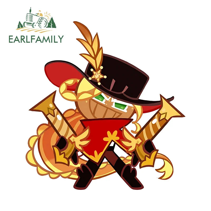 EARLFAMILY 13cm x 12.3cm for Cookie Run Kingdom Pure Vanilla Cookie Car Stickers Sunscreen Scratch-Proof Decals Car Styling