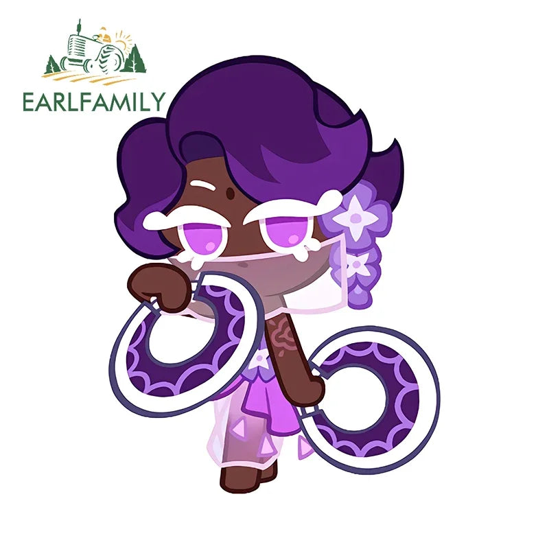 EARLFAMILY 13cm x 12.3cm for Cookie Run Kingdom Pure Vanilla Cookie Car Stickers Sunscreen Scratch-Proof Decals Car Styling