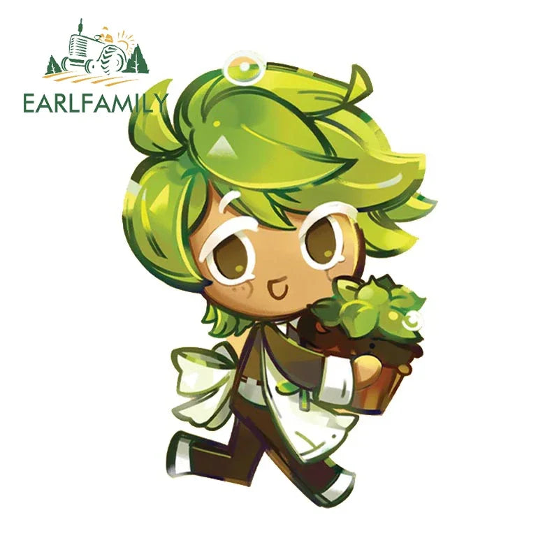 EARLFAMILY 13cm x 12.3cm for Cookie Run Kingdom Pure Vanilla Cookie Car Stickers Sunscreen Scratch-Proof Decals Car Styling