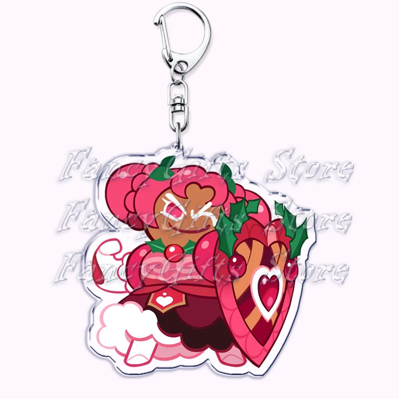 Cute Cookie Chibis Keychains for Accessories Bag Shadow Milk Pure Vanilla Mystic Flour Candy Apple Keyrings Jewelry Game Gifts