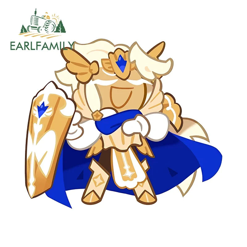 EARLFAMILY 13cm x 12.3cm for Cookie Run Kingdom Pure Vanilla Cookie Car Stickers Sunscreen Scratch-Proof Decals Car Styling