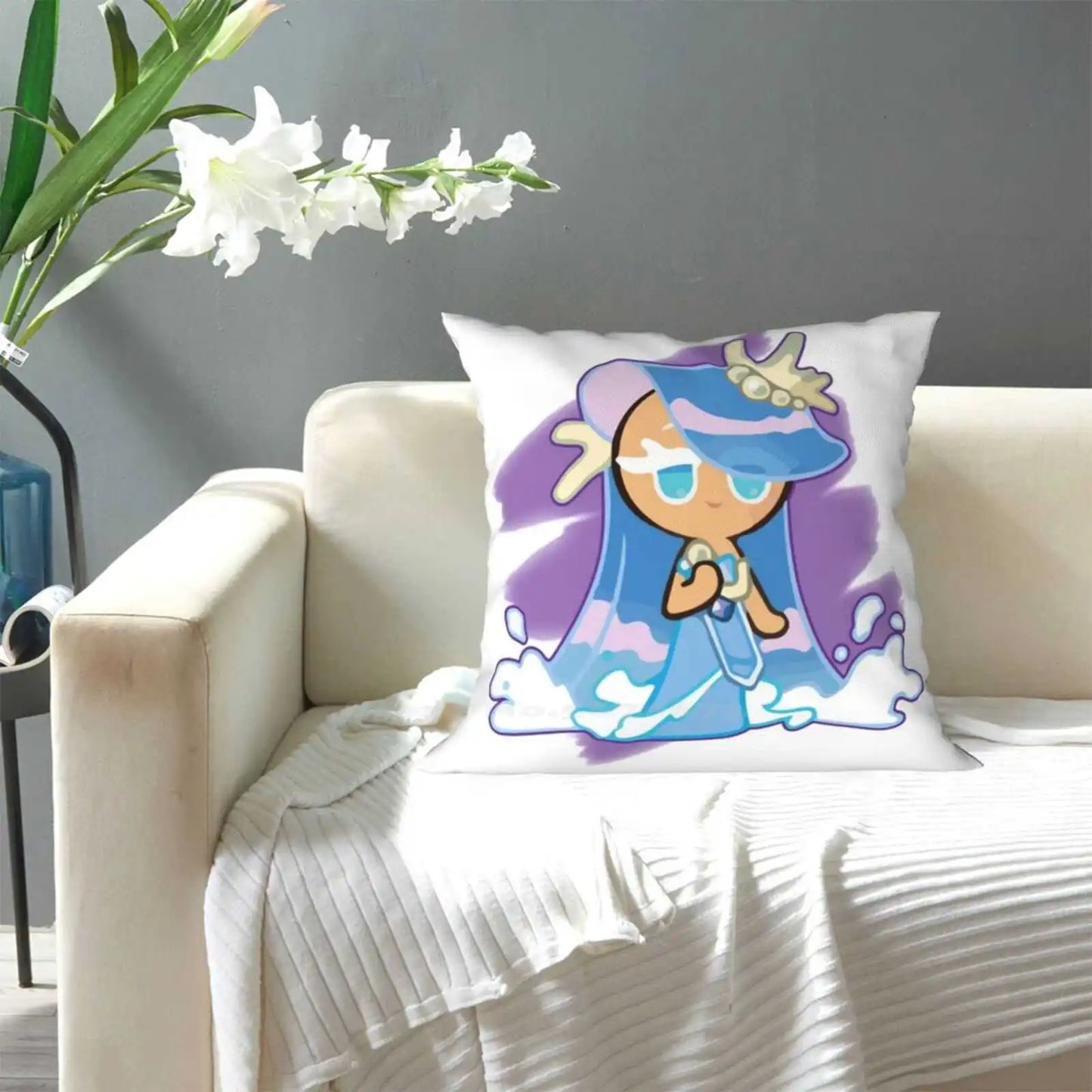 Sea Fairy Cookie ! Cookie Run Kingdom Funny Cute Decor Square Pillowcase Cookie Run Kingdom Cookie Run Kingdom Sea Fairy Cookie
