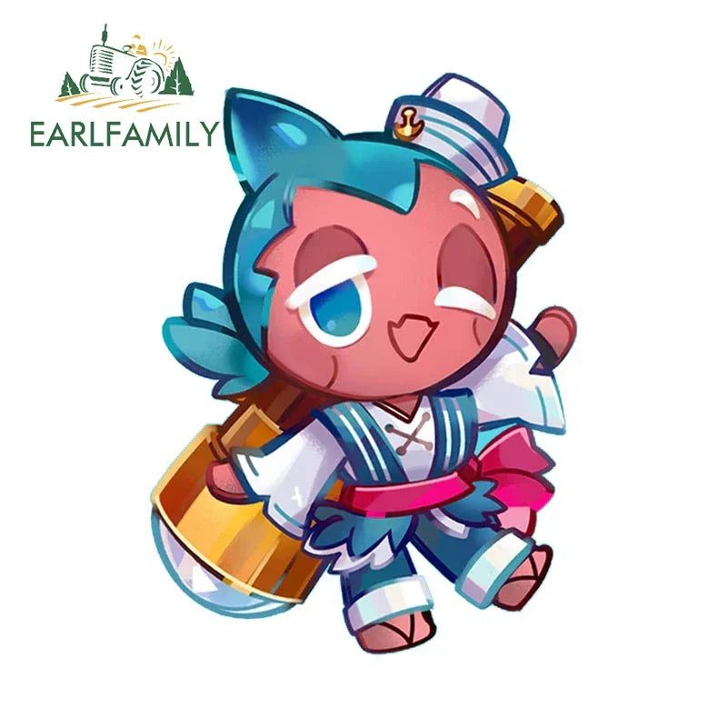 EARLFAMILY 13cm x 12.3cm for Cookie Run Kingdom Pure Vanilla Cookie Car Stickers Sunscreen Scratch-Proof Decals Car Styling
