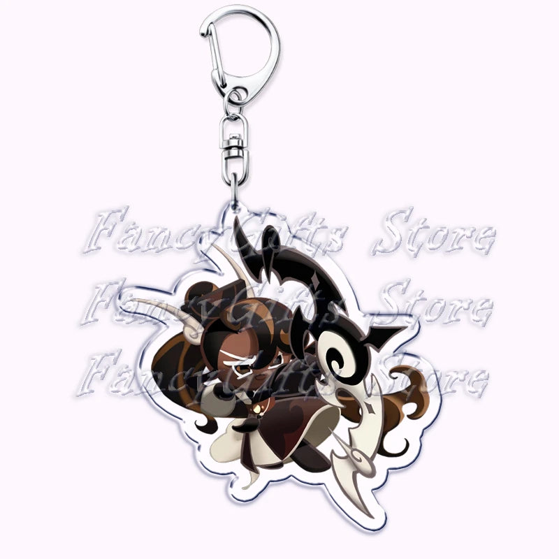 Cute Cookie Chibis Keychains for Accessories Bag Shadow Milk Pure Vanilla Mystic Flour Candy Apple Keyrings Jewelry Game Gifts